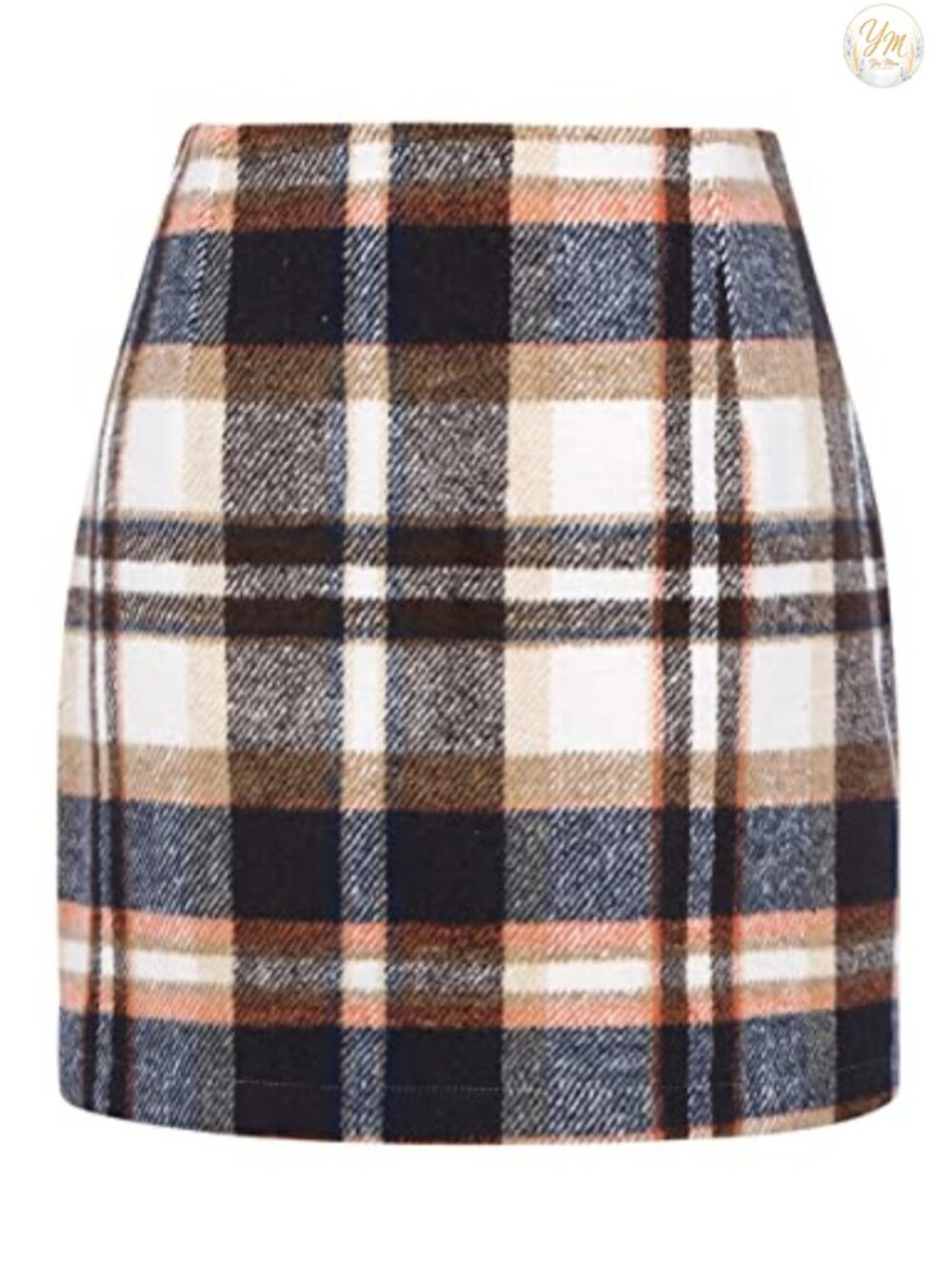 High Waist Plaid Bodycon Pencil Mini Skirt Wool Blend